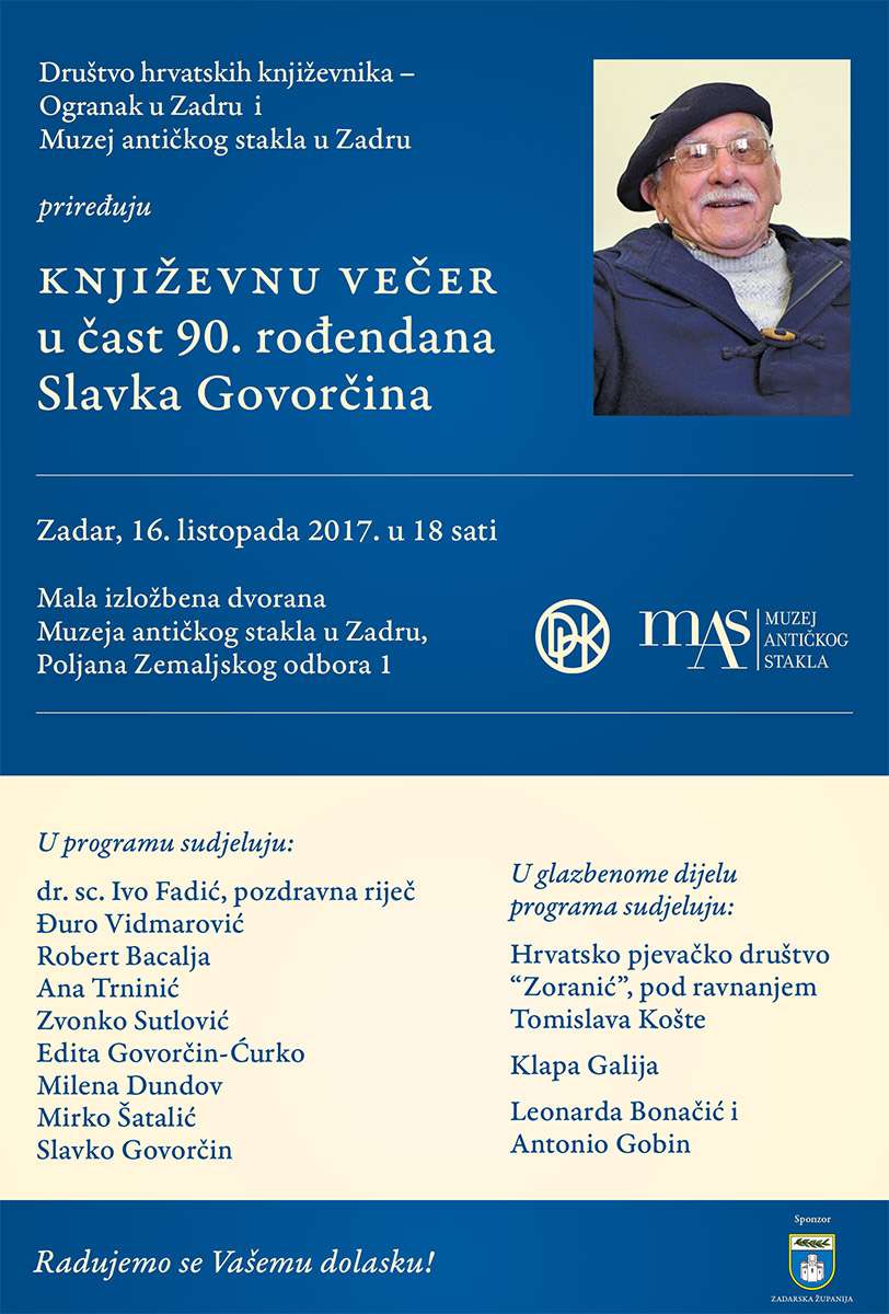 Književna večer u čast 90. rođendana Slavka Govorčina