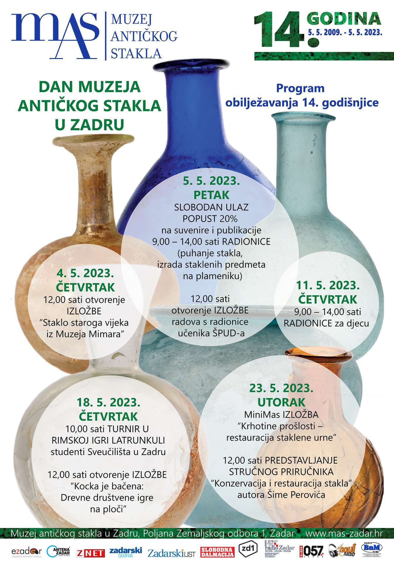 PROGRAM OBILJEŽAVANJA 14. OBLJETNICE MUZEJA ANTIČKOG STAKLA U ZADRU