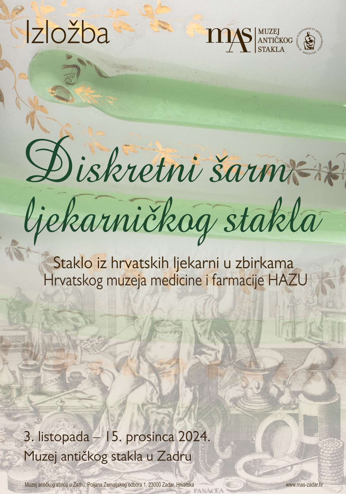 Najava izložbe "Diskretni šarm ljekarničkog stakla"